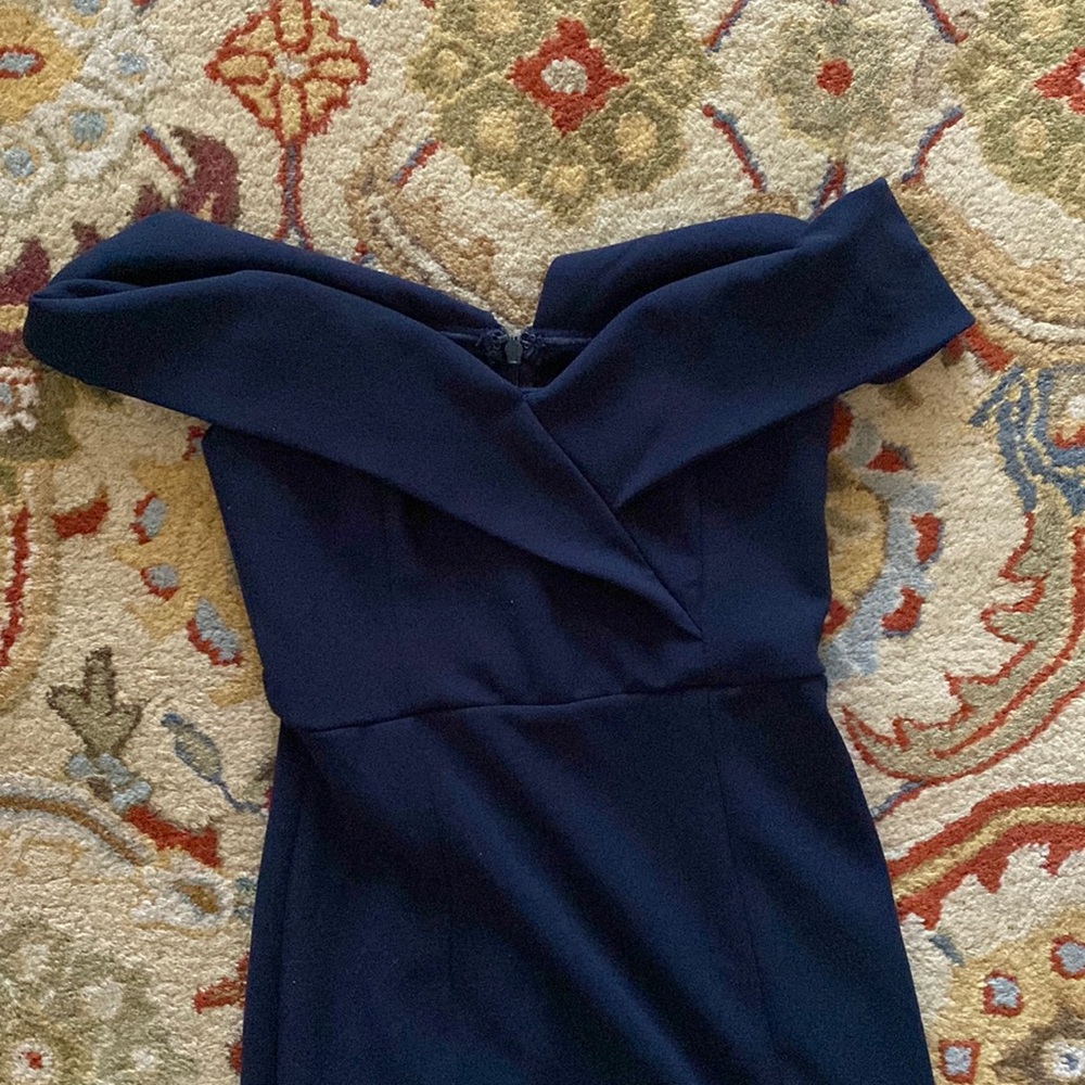 Song of Love Navy Off-the-Shoulder Maxi Dress